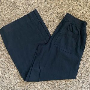 Black linen wide leg pants